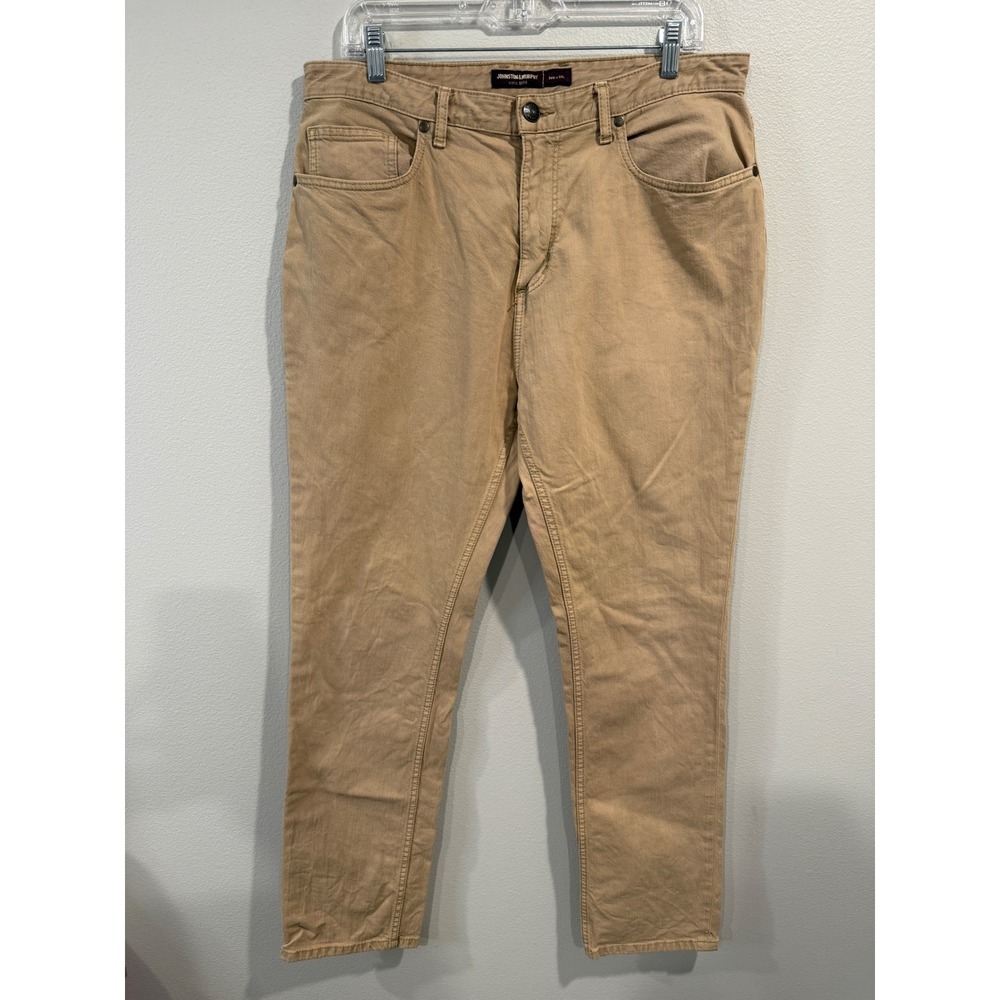 Johnston‎ Murphy Mens Khaki Chino Pants Slim Fit Stretch Cotton 34W x 32L